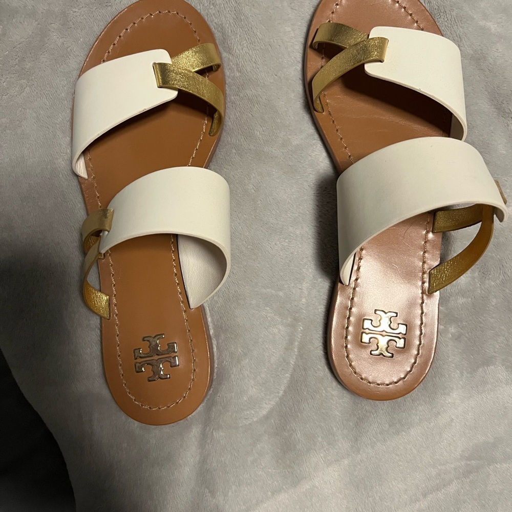 Tory Burch Cream and Gold Women's Sandals